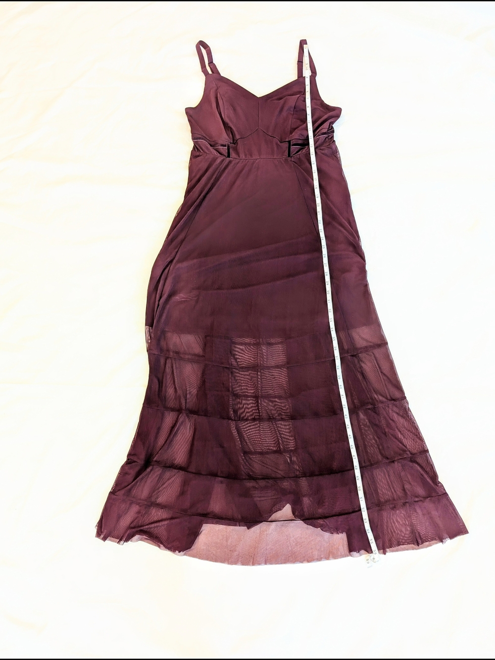 Size 1 Torrid Burgundy Mesh Bustier Maxi Dress - Picture 4 of 8